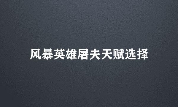 风暴英雄屠夫天赋选择