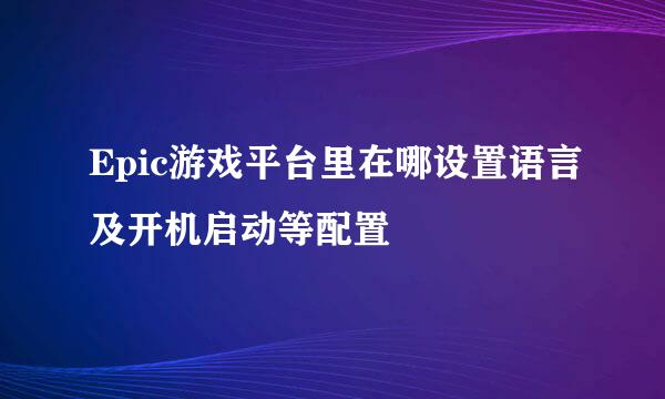 Epic游戏平台里在哪设置语言及开机启动等配置