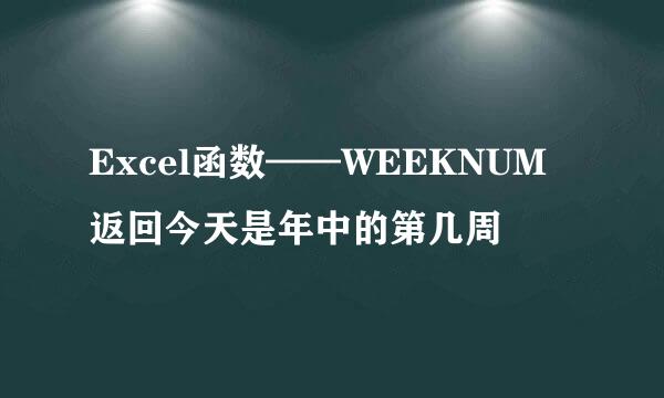 Excel函数——WEEKNUM 返回今天是年中的第几周