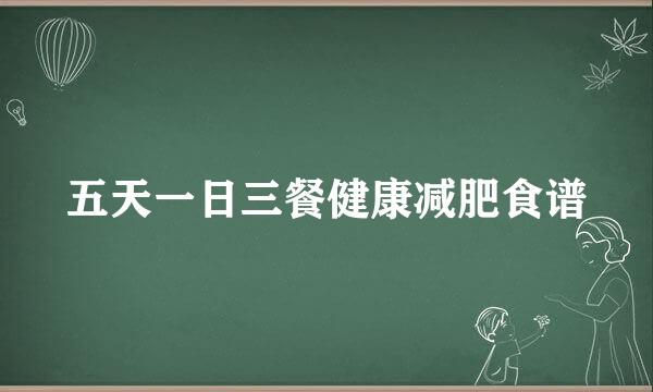 五天一日三餐健康减肥食谱