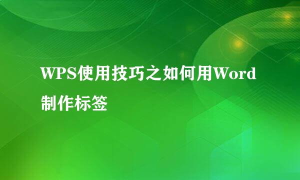 WPS使用技巧之如何用Word制作标签