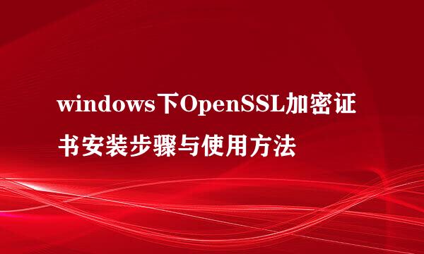 windows下OpenSSL加密证书安装步骤与使用方法