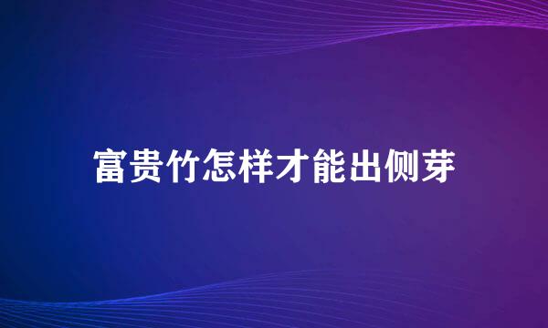 富贵竹怎样才能出侧芽