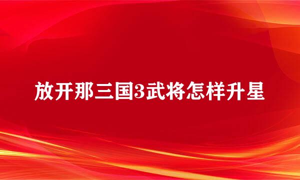 放开那三国3武将怎样升星