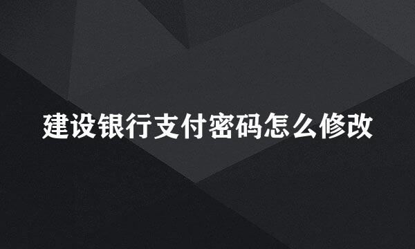 建设银行支付密码怎么修改