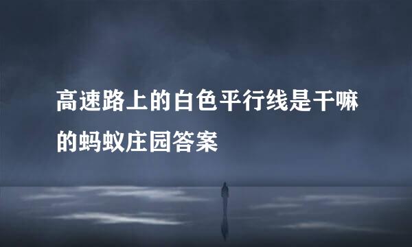 高速路上的白色平行线是干嘛的蚂蚁庄园答案