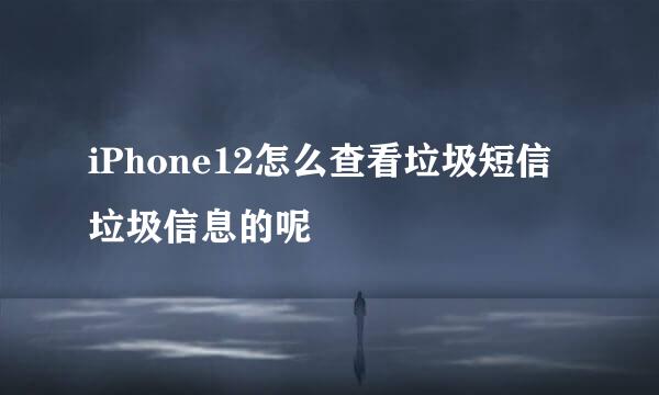 iPhone12怎么查看垃圾短信垃圾信息的呢