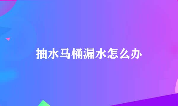 抽水马桶漏水怎么办