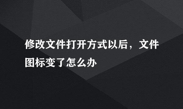 修改文件打开方式以后,文件图标变了怎么办