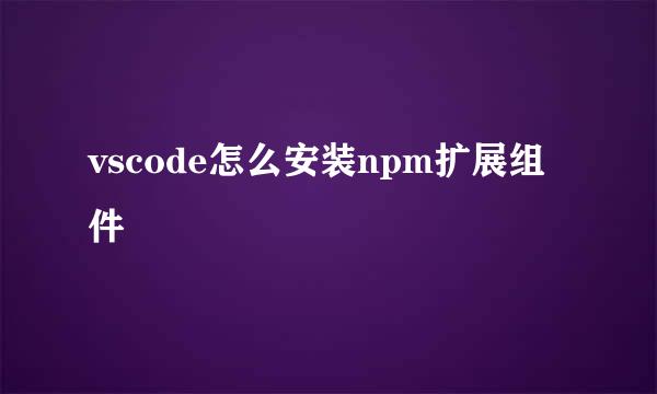 vscode怎么安装npm扩展组件