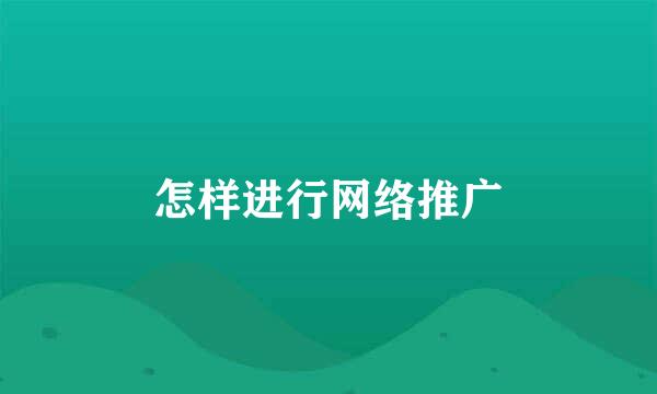 怎样进行网络推广