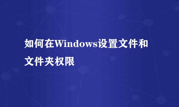 如何在Windows设置文件和文件夹权限