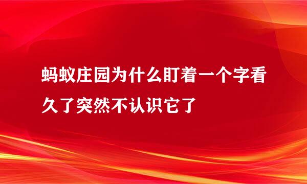 蚂蚁庄园为什么盯着一个字看久了突然不认识它了