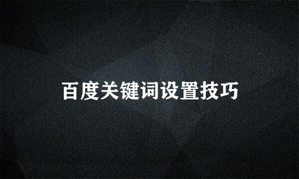 百度关键词设置技巧