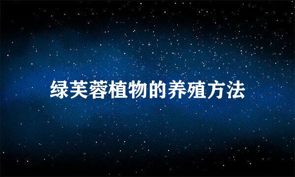 绿芙蓉植物的养殖方法