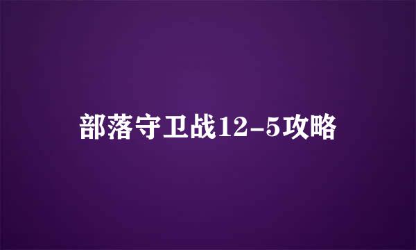 部落守卫战12-5攻略