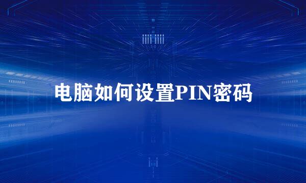 电脑如何设置PIN密码