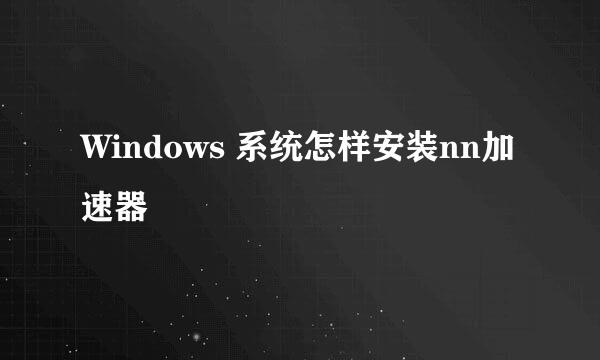 Windows 系统怎样安装nn加速器