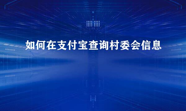 如何在支付宝查询村委会信息