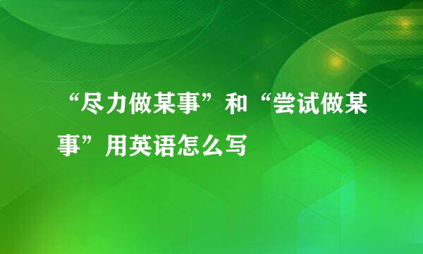 “尽力做某事”和“尝试做某事”用英语怎么写