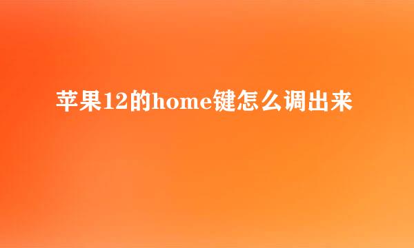 苹果12的home键怎么调出来