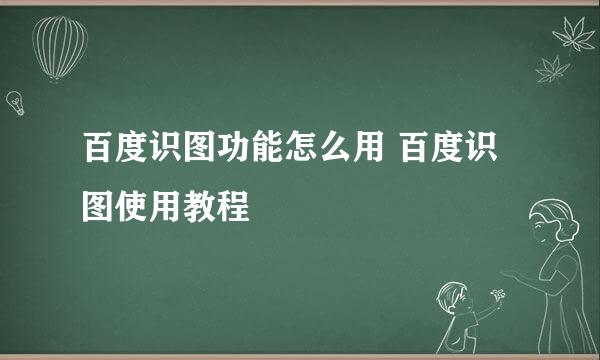 百度识图功能怎么用 百度识图使用教程