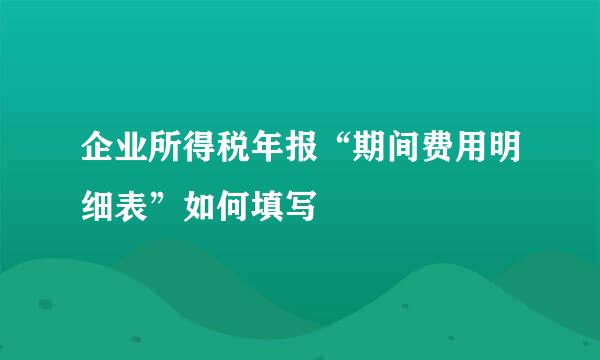 企业所得税年报“期间费用明细表”如何填写
