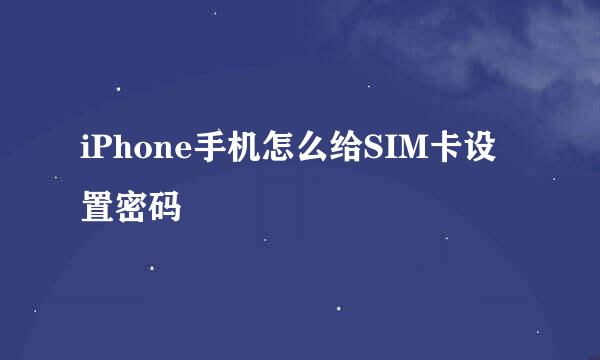 iPhone手机怎么给SIM卡设置密码