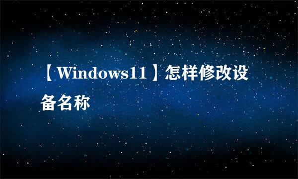 【Windows11】怎样修改设备名称