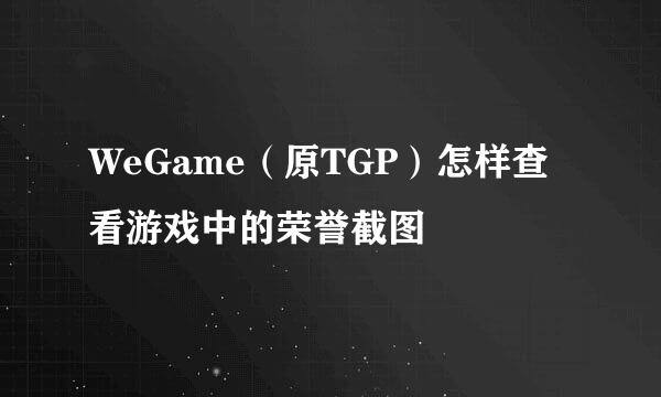 WeGame(原TGP)怎样查看游戏中的荣誉截图