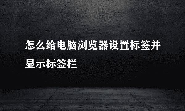 怎么给电脑浏览器设置标签并显示标签栏